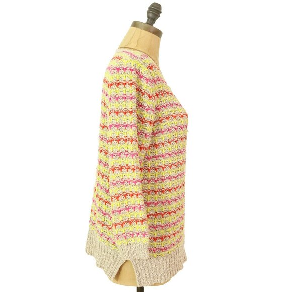 Ann Taylor Loft Pullover Sweater Size M 3/4 Sleeve Textured Taupe Multi EUC B28 - Picture 2 of 5